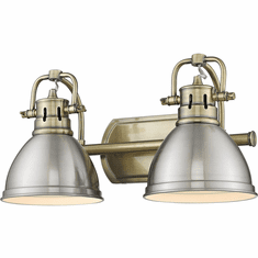 Golden Lighting 3602-BA2 AB-PW Duncan Modern Aged Brass 2-Light Vanity Light