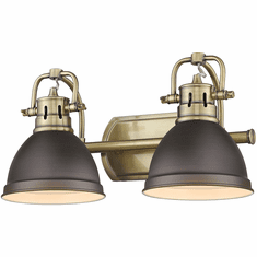 Golden Lighting 3602-BA2 AB-RBZ Duncan Modern Aged Brass 2-Light Bath Light Fixture