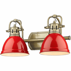 Golden Lighting 3602-BA2 AB-RD Duncan Modern Aged Brass 2-Light Bath Lighting Fixture