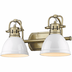 Golden Lighting 3602-BA2 AB-WHT Duncan Contemporary Aged Brass 2-Light Bathroom Vanity Lighting