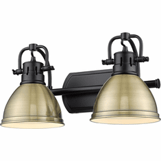 Golden Lighting 3602-BA2 BLK-AB Duncan Contemporary Matte Black 2-Light Bathroom Vanity Light