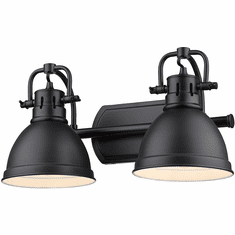 Golden Lighting 3602-BA2 BLK-BLK Duncan Modern Matte Black 2-Light Bath Sconce