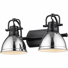 Golden Lighting 3602-BA2 BLK-CH Duncan Contemporary Matte Black 2-Light Vanity Light Fixture