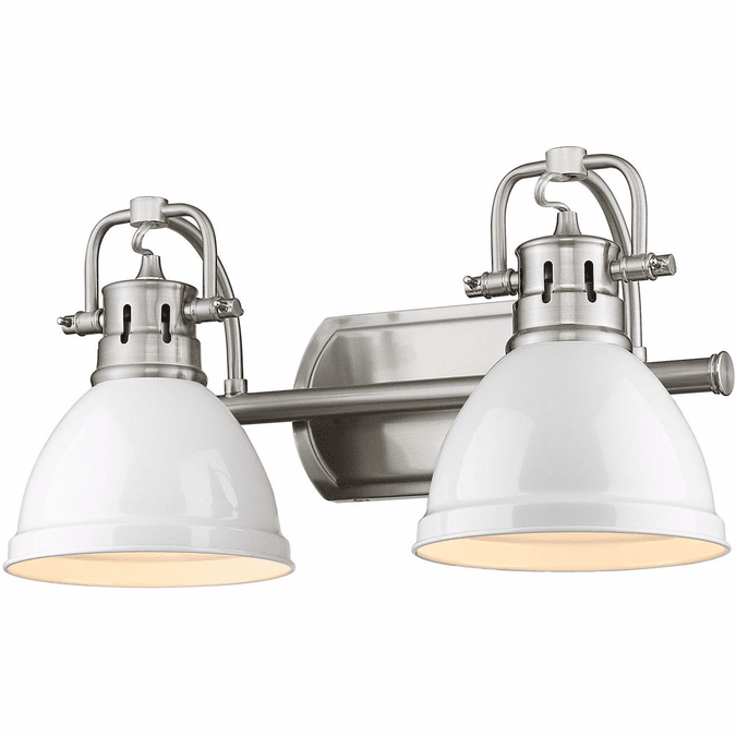 Golden Lighting 3602-BA2 PW-WH Duncan Contemporary Pewter 2-Light Bath Wall Sconce
