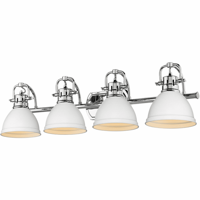 Golden Lighting 3602-BA4-CH-WHT Duncan Chrome 4-Light Bathroom Sconce