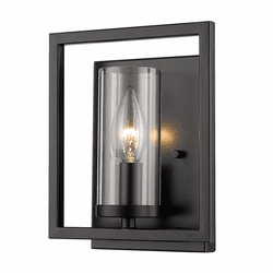 Golden Lighting 6068-1W BLK Marco Modern Matte Black Lighting Sconce