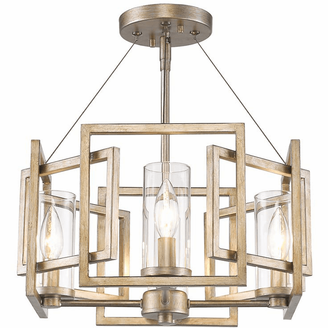 Golden Lighting 6068SFWG Marco Modern White Gold SemiFlush Flush Ceiling Light Fixture
