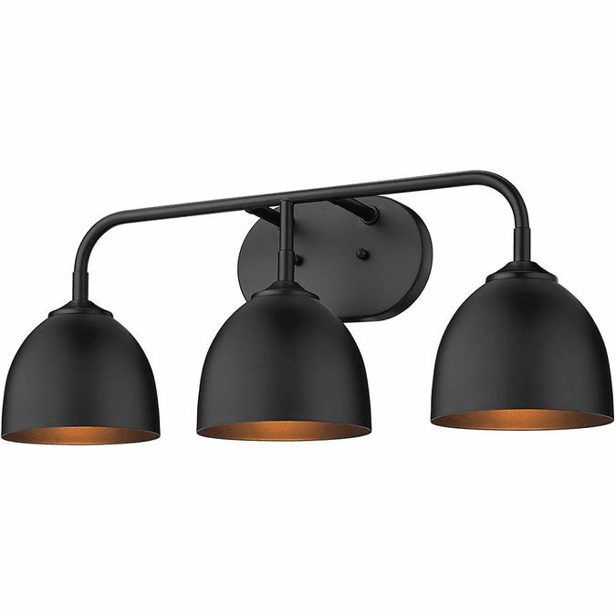 Golden Lighting 6956BA3 BLKBLK Zoey Matte Black 3Light Bathroom