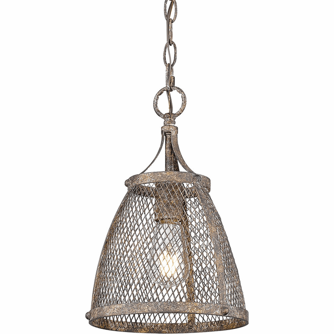 Golden Lighting 7019-M1L PR Calgary Vintage Pebbled Rust Mini Pendant Lamp