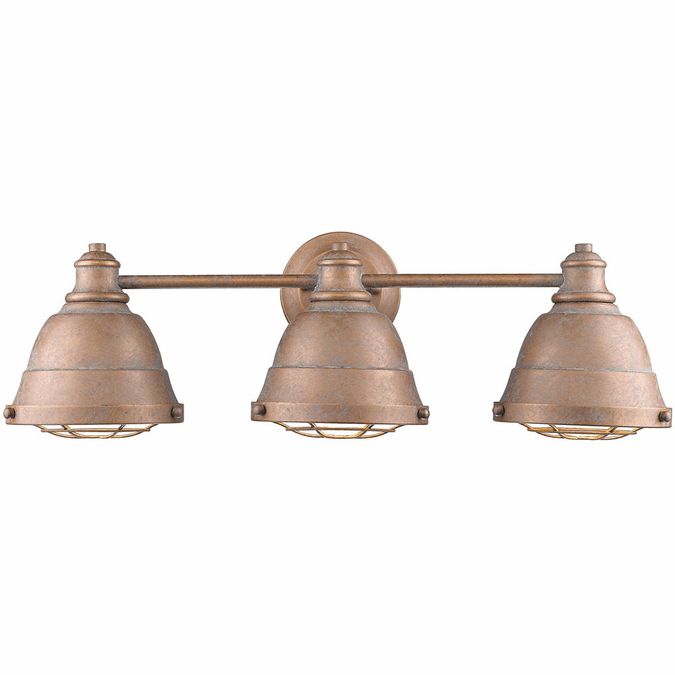Golden Lighting 7312-BA3-CP Bartlett Vintage Copper Patina 3-Light Bathroom Light Fixture