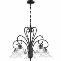 Golden Lighting 8606-D5 BLK-CLR Homestead Matte Black Ceiling Chandelier