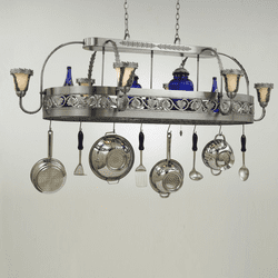 Hi-Lite Manufacturing H-87Y-D 42" Wide Pot Rack Kitchen Island Lighting