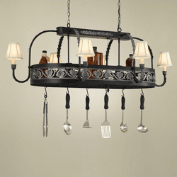 Hi-Lite Manufacturing H-88Y-D 36" Wide Pot Rack Kitchen Island Light