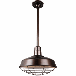 Hi-Lite Manufacturing H-QSN15114-SA-145-QSN24-ST3-145-QSNHSC-145-QSNWGR-14-145 Warehouse Retro Oil Rubbed Bronze Interior / Exterior 14" Hanging Pendant Light