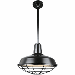 Hi-Lite Manufacturing H-QSN15116-SA-91-QSN24-ST3-91-QSNHSC-91-QSNWGR-16-91 Warehouse Vintage Black Indoor / Outdoor 16" Pendant Hanging Light