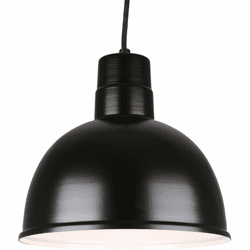 Hi-Lite Manufacturing H-QSN16112-C-91 Deep Bowl Shade Vintage Black 12" Lighting Pendant
