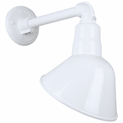 Hi-Lite Manufacturing H-QSN18110-SA-93-QSNB-44-93 Angle Shade RLM Retro White Exterior 10" Sconce Lighting