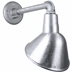 Hi-Lite Manufacturing H-QSN18110-SA-96-QSNB-44-96 Angle Shade RLM Vintage Galvanized Outdoor 10" Light Sconce