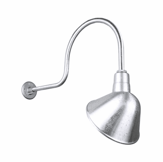 Hi-Lite Manufacturing H-QSN18112-SA-96-QSNHL-C-96 Angle Shade RLM Vintage Galvanized Outdoor 12" Wall Sconce Lighting