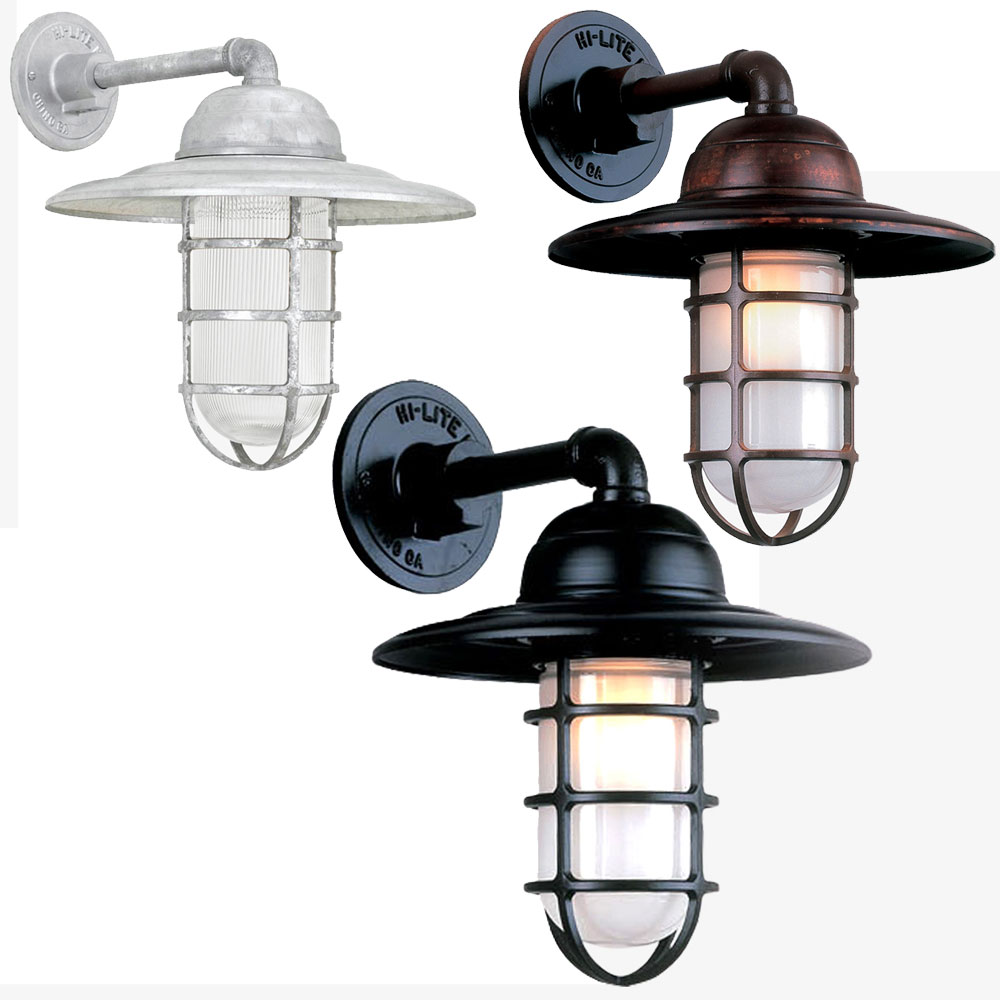 HiLite Manufacturing RLM Saucer Vapor Jar Exterior Wall Light Sconce