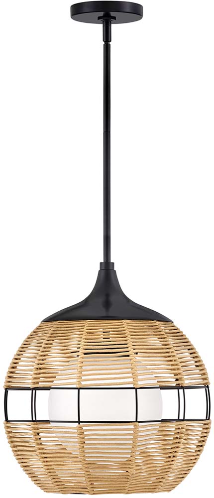 Hinkley 19677BK-NAT Maddox Modern Black with Light Natural Nylon Shade ...