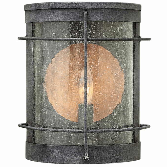 Hinkley 2620DZ Newport Modern Aged Zinc LED 7" Outdoor Sconce Lighting