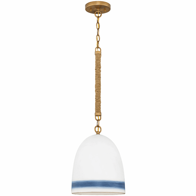 Hinkley 3364HR-NV Nash Heirloom Brass with Navy Stripe LED Mini Ceiling Pendant Light