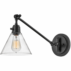 Hinkley 3690BK-CL Arti Contemporary Black with Clear glass LED Swing Arm Wall Lamp