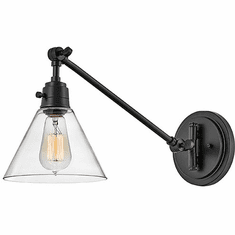 Hinkley 3691BK-CL Arti Contemporary Black with Clear glass LED Swing Arm Wall Lamp
