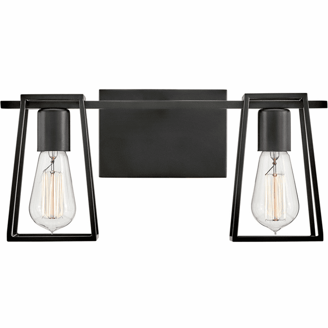 Hinkley 5162BK Filmore Contemporary Black LED 2-Light Bathroom Wall Sconce