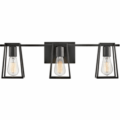Hinkley 5163BK Filmore Contemporary Black LED 3-Light Bath Sconce