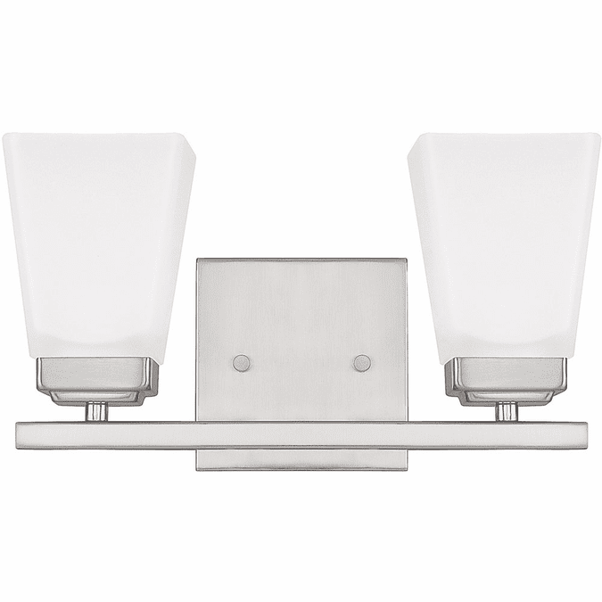 Home Place 114421BN-334 Baxley Brushed Nickel 2-Light Bathroom Vanity Light Fixture