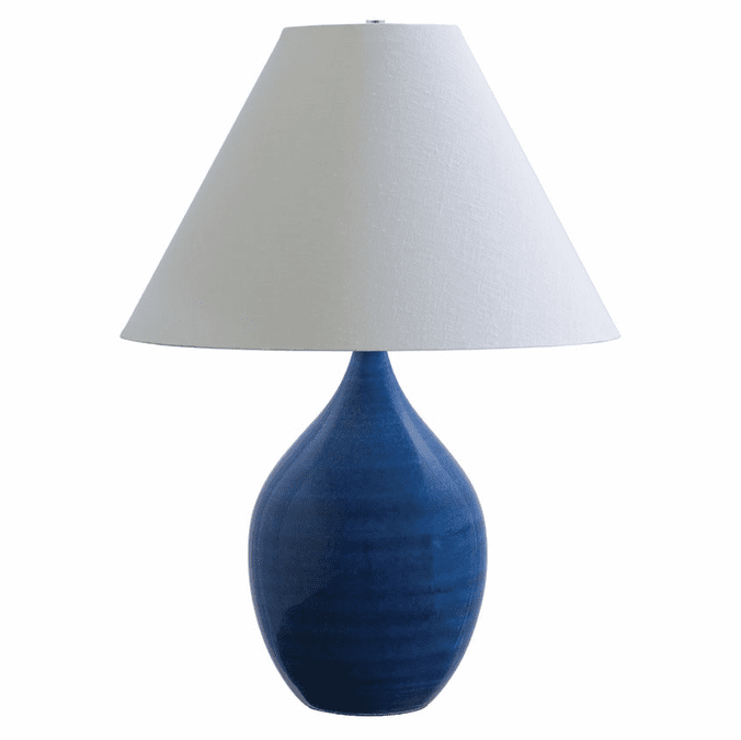 House of Troy GS400-BG Scatchard Blue Gloss 28 Inch Tall Large Table Lamp