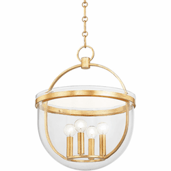 Hudson Valley 3321-VGL Malloy Contemporary Vintage Gold Leaf Hanging Lamp