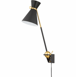 Hudson Valley 3530-AGB/SBK Winsted Contemporary Aged Brass / Soft Black Swing Arm Wall Lamp