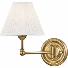 Hudson Valley MDS101-AGB Classic No.1 Aged Brass / Off White Silk Wall Swing Arm Lamp