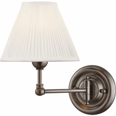 Hudson Valley MDS101-DB Classic No.1 Distressed Bronze / Off White Silk Wall Swing Arm Lamp