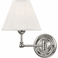 Hudson Valley MDS101-PN Classic No.1 Polished Nickel / Off White Silk Wall Swing Arm Lamp