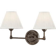 Hudson Valley MDS102-DB Classic No.1 Distressed Bronze / Off White Silk Wall Lighting