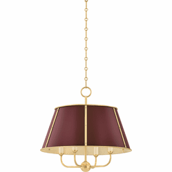 Hudson Valley MDS120-AGB/CRN Cambridge Modern Aged Brass / Soft Crimson 20" Drum Hanging Lamp