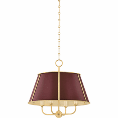 Hudson Valley MDS120-AGB/CRN Cambridge Modern Aged Brass / Soft Crimson 20" Drum Hanging Lamp