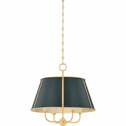 Hudson Valley MDS120-AGB/SSG Cambridge Contemporary Aged Brass / Soft Studio Green 20" Drum Hanging Pendant Lighting