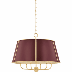 Hudson Valley MDS121-AGB/CRN Cambridge Modern Aged Brass / Soft Crimson 29" Drum Hanging Light