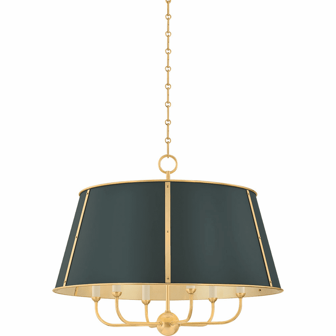 Hudson Valley MDS121-AGB/SSG Cambridge Contemporary Aged Brass / Soft Studio Green 29" Drum Pendant Lighting