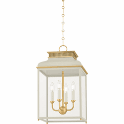 Hudson Valley MDS2400-AGB/OW Houghton Modern Aged Brass / Off-White 13" Foyer Light Fixture