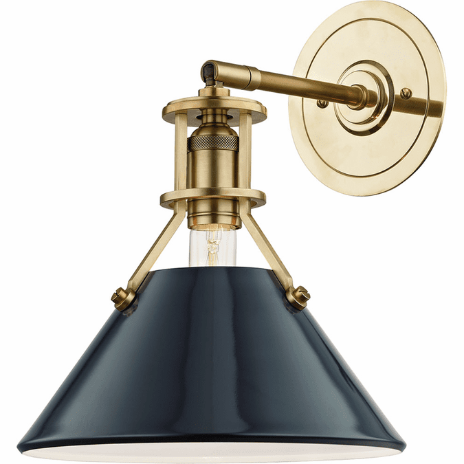 Hudson Valley MDS350-AGB-DBL Painted No.2 Contemporary Aged Brass / Darkest Blue Wall Mounted Lamp