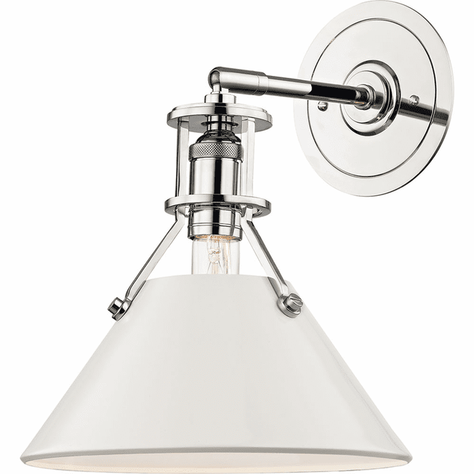 Hudson Valley MDS350-PN-OW Painted No.2 Contemporary Polished Nickel / Off White Wall Sconce Light