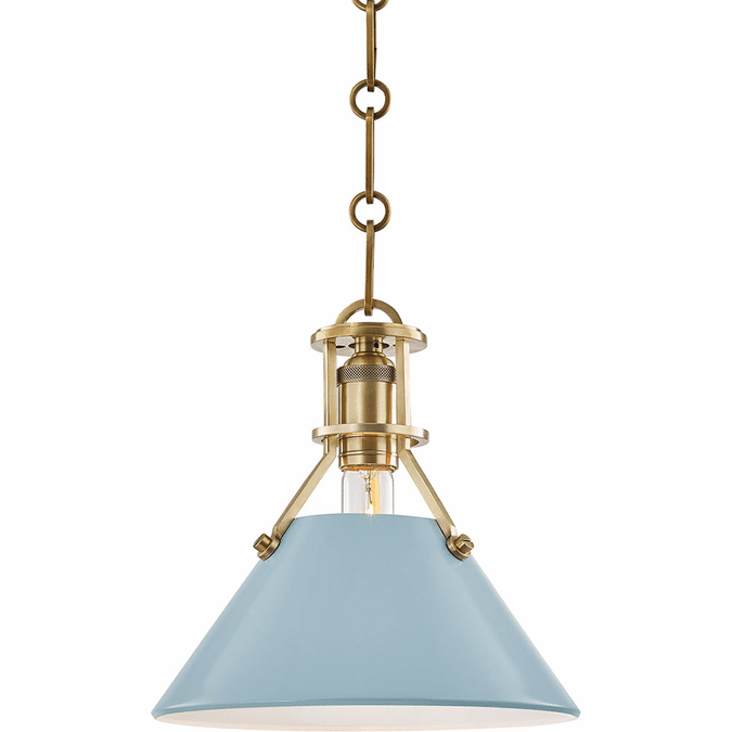 Hudson Valley MDS351-AGB-BB Painted No.2 Modern Aged Brass / Blue Bird Mini Pendant Lamp