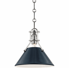 Hudson Valley MDS351-PN-DBL Painted No.2 Modern Polished Nickel / Darkest Blue Mini Pendant Lighting Fixture