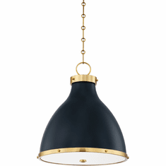 Hudson Valley MDS361-AGB/DBL Painted No. 3 Modern Aged Brass / Darkest Blue 16.5" Pendant Lighting Fixture